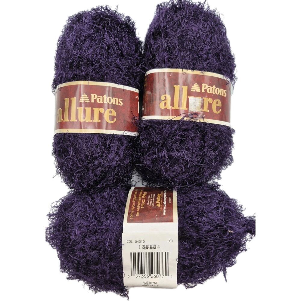 Patons Allure Amethyst Bulky Yarn 47 Yard Skein Lot of 3 Skeins Same Dye Lot